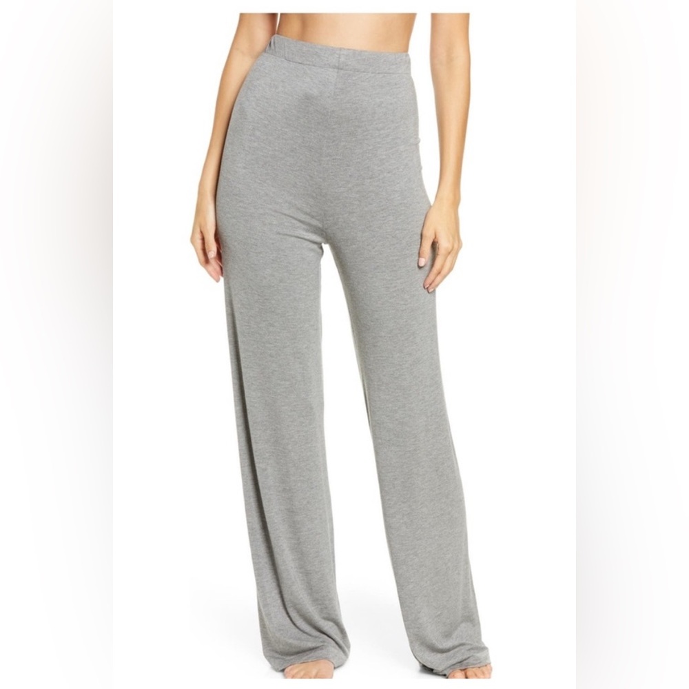 Skims Gray Ribbed High-Waisted Lounge Pants